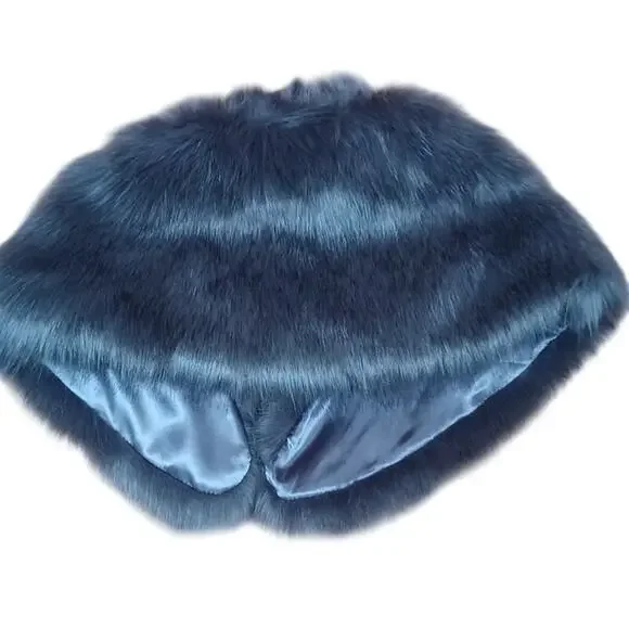Tevolio Faux Fur Wrap Elegant Grey Bridal Stole Shrug Capelet Shawl Old Money - Picture 4 of 6
